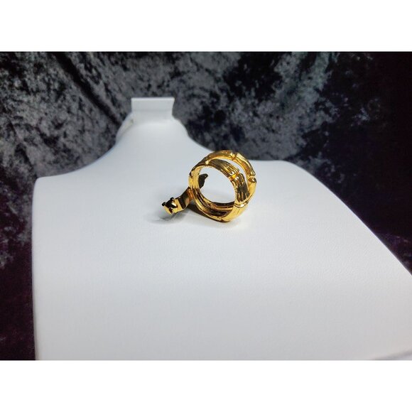 vintage karma gold tone bambo pattern double ring pin brooch - Picture 2 of 4